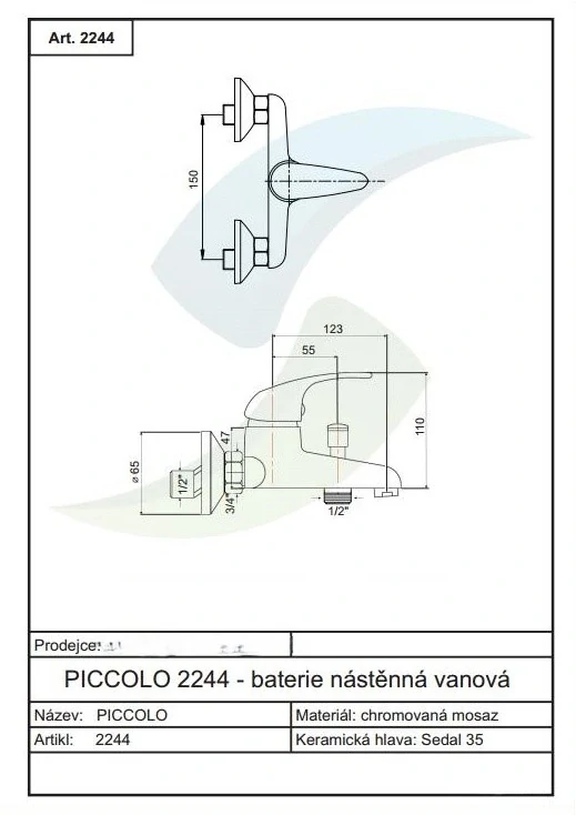 Vaňová batéria bez príslušenstva ,rozteč 150 mm