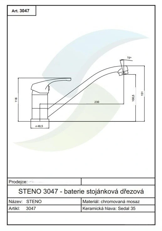Drezová stojanková  batéria