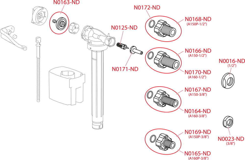 Bočný napúšťací ventil do WC nádržky 1/2"