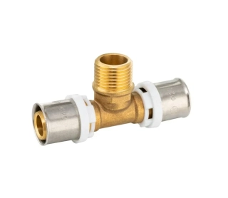 PEX-AL T-kus- vonkajší závit 16 x 1/2" x 16 – lisovacia tvarovka (TH)