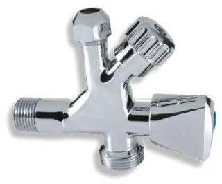 Kombinovaný roháčik s ventilom pre práčku 3/8" x 1/2" x 3/4"